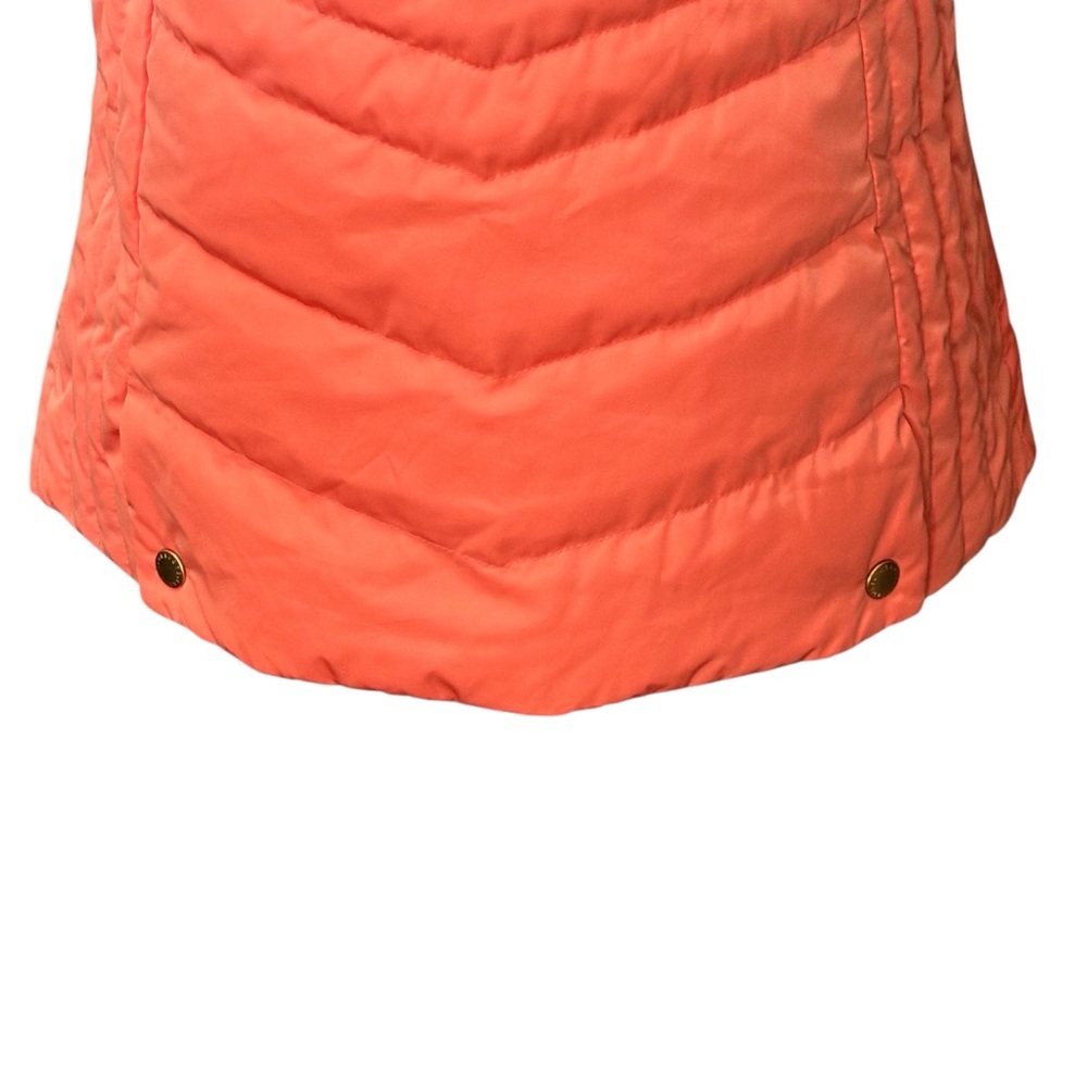 NWT Talbots Orange Down Quilted Vest Detachable Fur Collar M - Picture 5 of 12